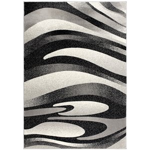 Rug Branch Tapis d'intérieur moderne abstrait bohème noir gris - 6 x 9