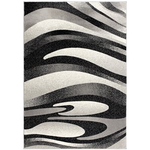 Rug Branch Montage Modern Runner Area Rug - Rectangular - 2-ft 8-in x 12-ft - Black Gray