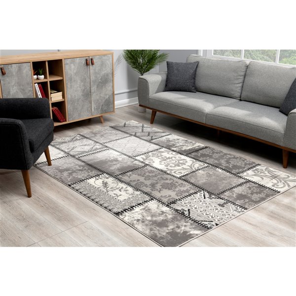 Rug Branch Modern Abstract Boho Grey Beige Indoor Doormat Rug - 3x5