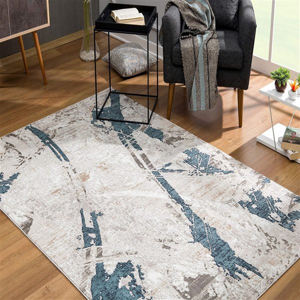 Rug Branch Contemporary Coastal  Blue Beige Indoor Area Rug - 8x10