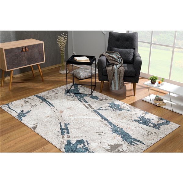 Rug Branch Contemporary Coastal  Blue Beige Indoor Area Rug - 8x10