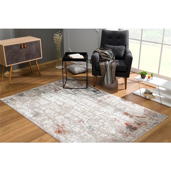 Rug Branch Contemporary Abstract  Beige Blue Indoor Area Rug - 5x7