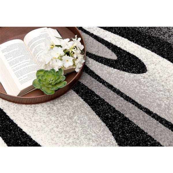 Rug Branch Tapis d'intérieur paillasson moderne abstrait bohème noir gris - 3x5