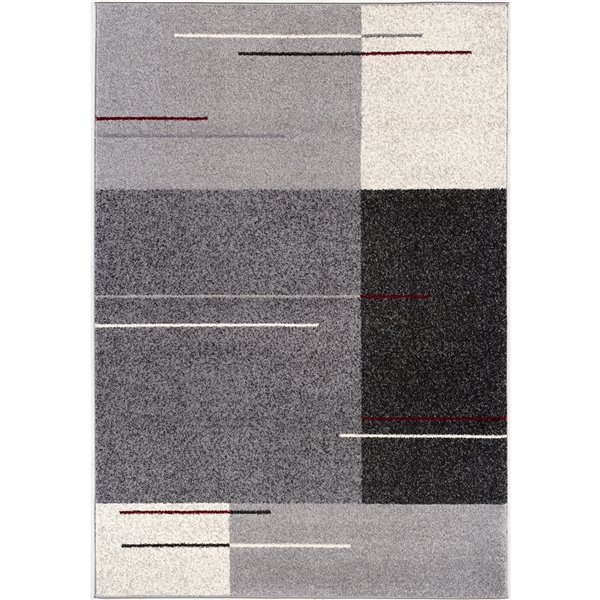 Rug Branch Tapis d'intérieur moderne gris noir contemporain du milieu du siècle - 8 x 10