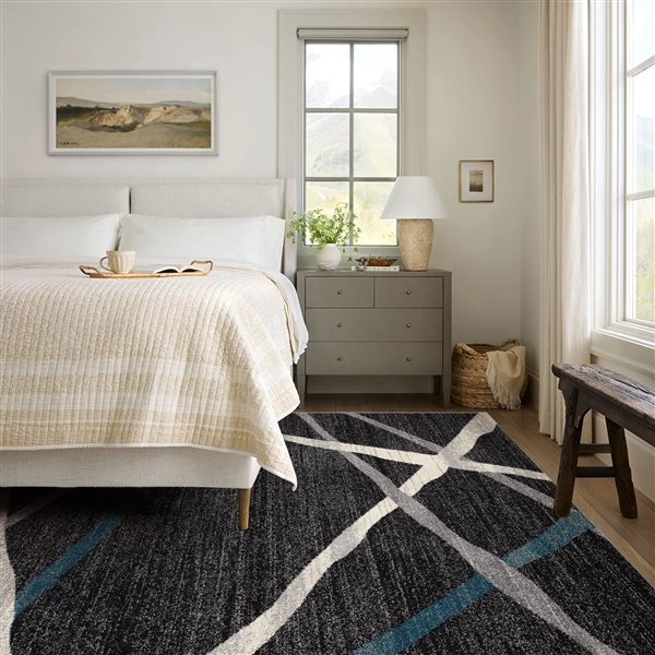 Rug Branch Contemporary Geometric Grey Blue Indoor Area Rug 4x6 Co4215aan46 Rona