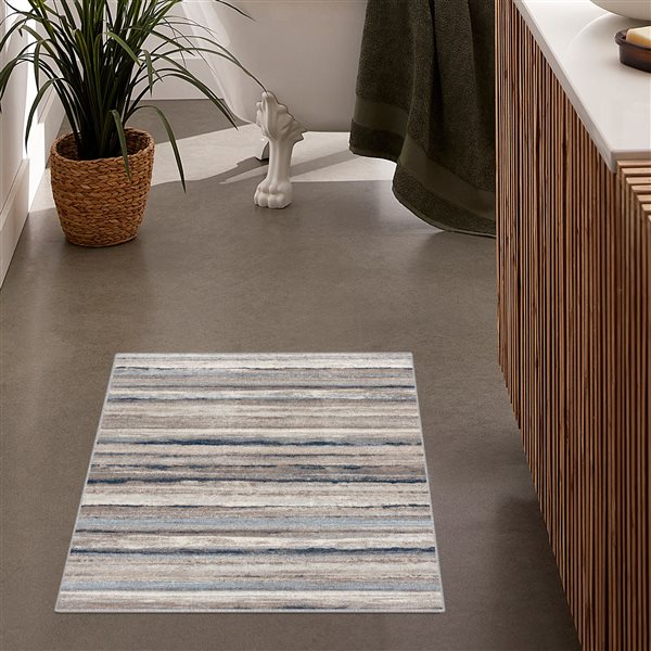 Rug Branch Tapis d'intérieur contemporain scandinave bleu marron - 5x7