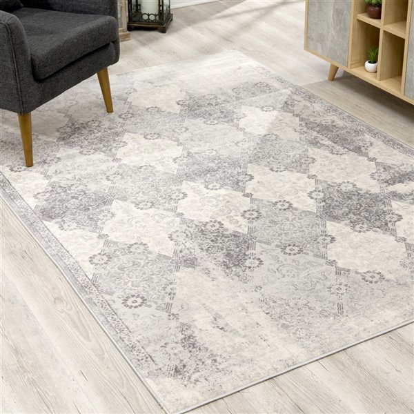 Rug Branch Contemporary Moroccan  Grey Beige Indoor Doormat Rug - 2x4