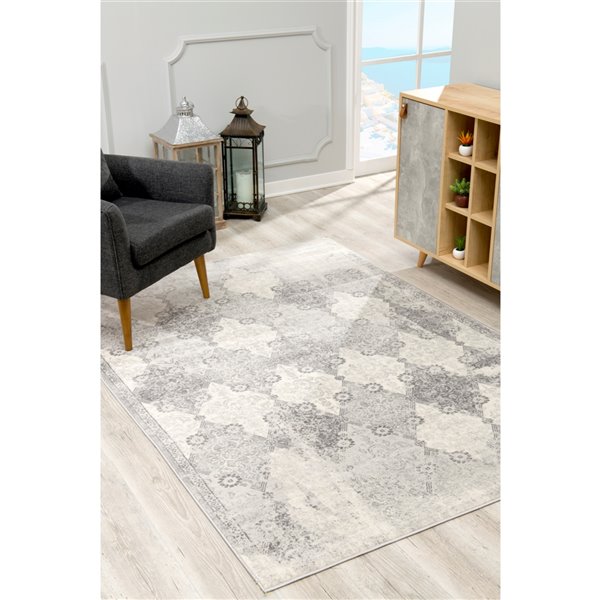 Rug Branch Contemporary Moroccan  Grey Beige Indoor Doormat Rug - 2x4