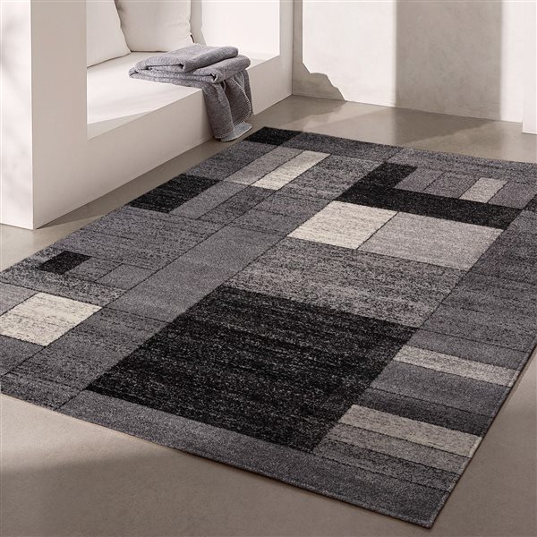 Rug Branch Contemporary Geometric  Grey Black Indoor Area Rug - 5x7