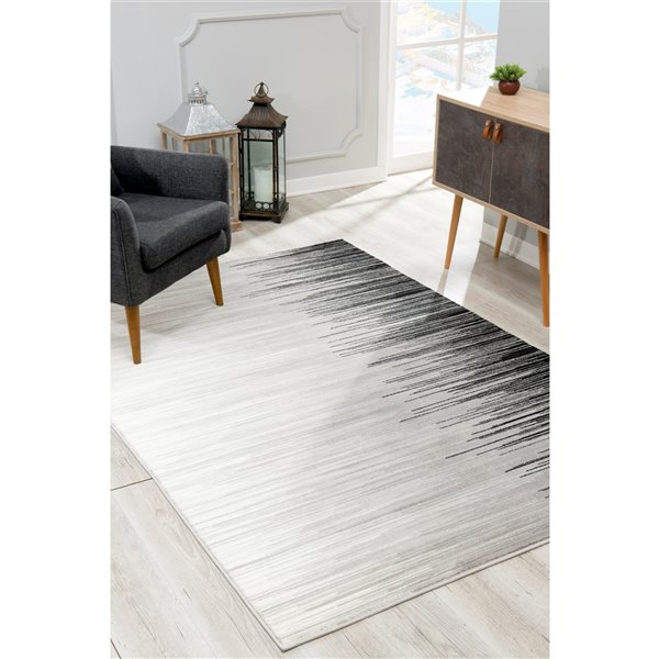 Rug Branch Tapis contemporain d'intérieur aux lignes abstraites noires et grises - 6x9