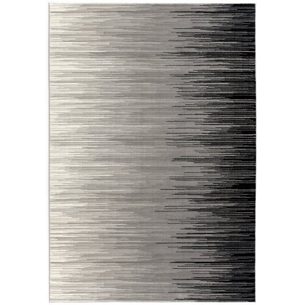 Rug Branch Tapis contemporain d'intérieur aux lignes abstraites noires et grises - 6x9