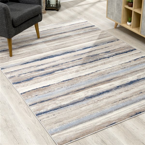 Rug Branch Tapis d'intérieur paillasson scandinave contemporain bleu marron - 2x4