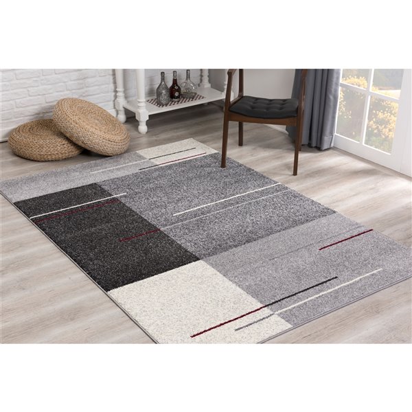 Rug Branch Contemporary Mid-Century Modern  Grey Black Indoor Area Rug - 4x6