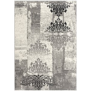 Tapis d'entrée moderne Montage de Rug Branch, rectangulaire, 2 pi 3 po x 4 pi, gris