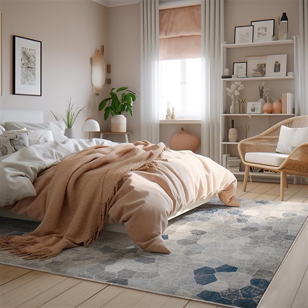 Rug Branch Contemporary Geometric  Blue Beige Indoor Area Rug - 8x10