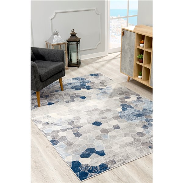 Rug Branch Contemporary Geometric  Blue Beige Indoor Area Rug - 8x10