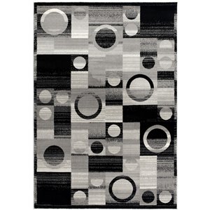 Rug Branch Tapis de paillasson d'intérieur moderne à carreaux géométriques gris noir - 3x5