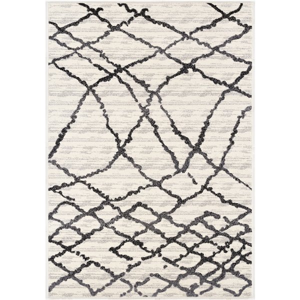 Rug Branch Tapis d'intérieur contemporain marocain en marbre gris noir - 4x6