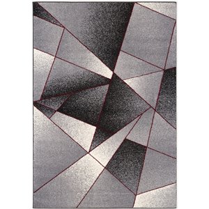 Rug Branch Contemporary Geometric  Grey Red Red Indoor Area Rug - 8x10