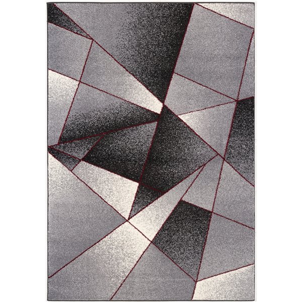 Rug Branch Contemporary Geometric  Grey Red Red Indoor Area Rug - 5x7
