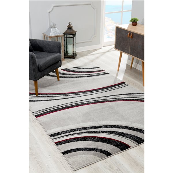 Rug Branch Contemporary Abstract Lines Grey Black Indoor Area Rug - 8x10