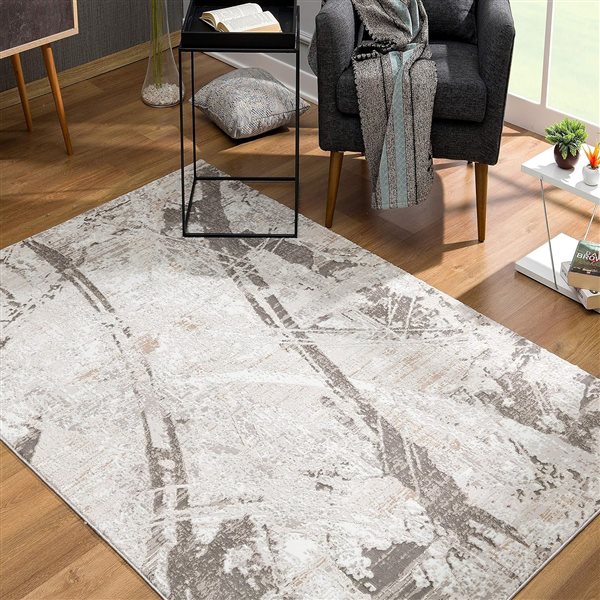 Rug Branch Contemporary Coastal  Grey Beige Indoor Area Rug - 4x6