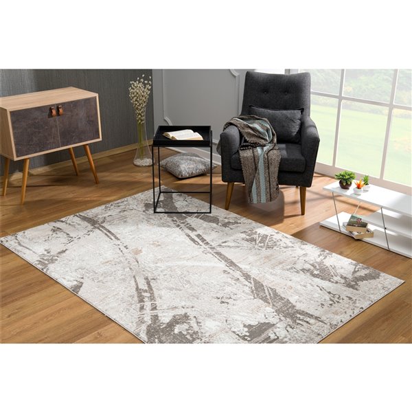 Rug Branch Contemporary Coastal  Grey Beige Indoor Area Rug - 4x6