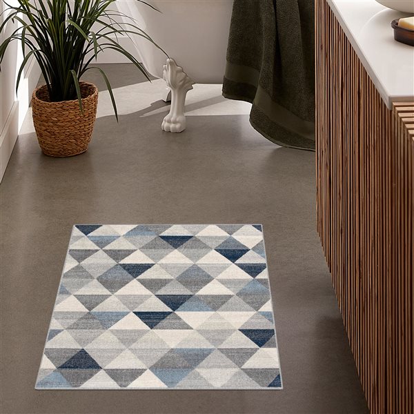 Rug Branch Tapis d'intérieur paillasson géométrique contemporain bleu côtier beige - 2x4