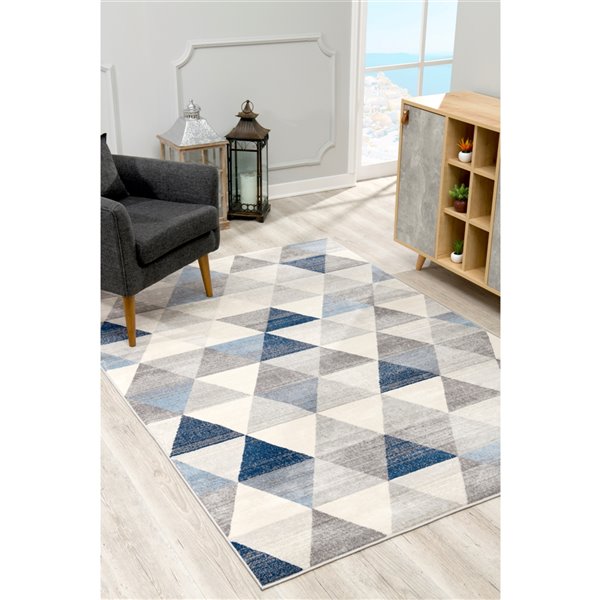 Rug Branch Tapis d'intérieur paillasson géométrique contemporain bleu côtier beige - 2x4