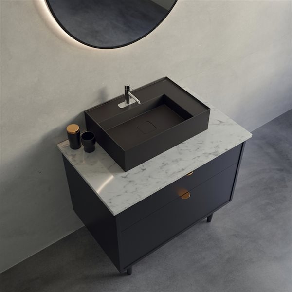 Cheviot Elevate Vessel Bathroom Sink - Fire Clay - 16.75-in x 24.37-in - Graphite