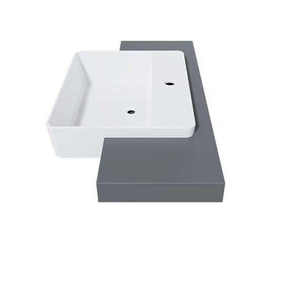 Cheviot Nuo 2 Semi Recessed Bathroom Sink - 17.37-in x 21.62-in - Fire Clay - White