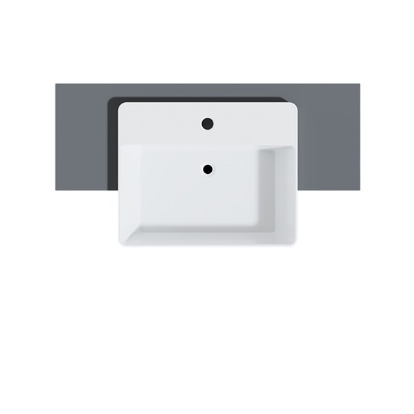 Cheviot Nuo 2 Semi Recessed Bathroom Sink - 17.37-in x 21.62-in - Fire Clay - White