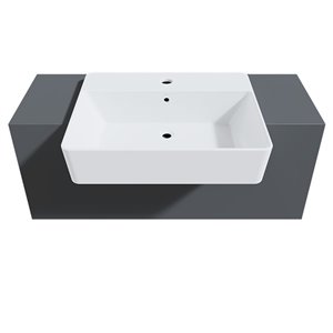 Cheviot Nuo 2 Semi Recessed Bathroom Sink - 17.37-in x 21.62-in - Fire Clay - White