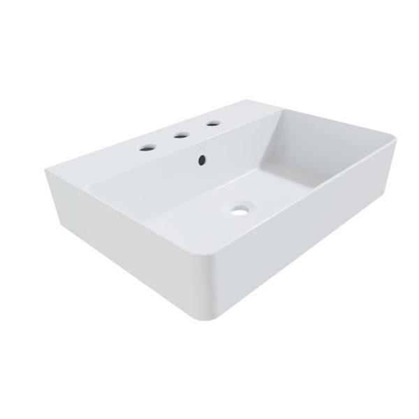 Cheviot Nuo 2 Vessel Bathroom Sink - 17.37-in x 23.62-in - White