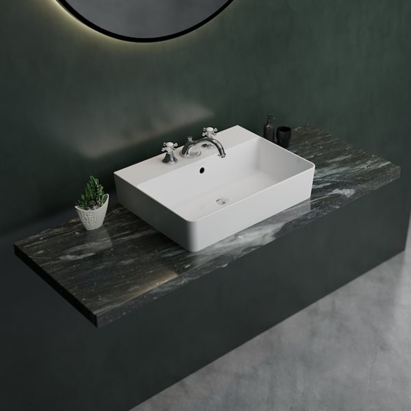Cheviot Nuo 2 Vessel Bathroom Sink - 17.37-in x 23.62-in - White