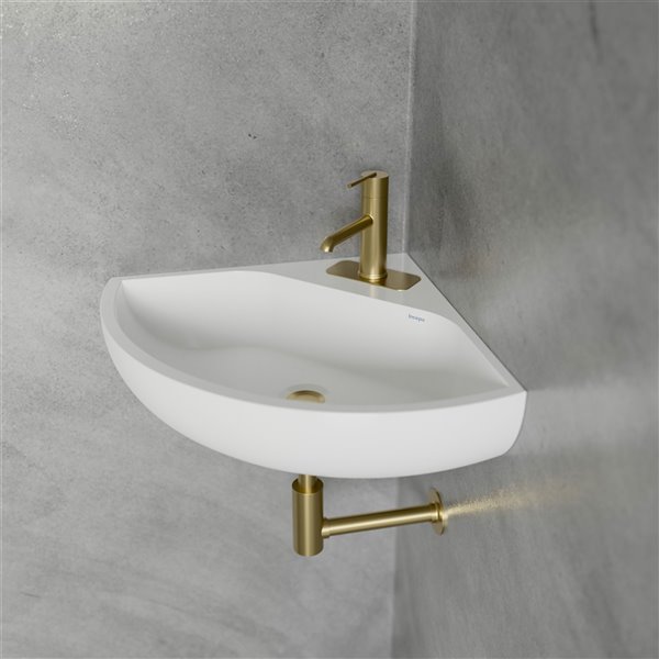 Cheviot Angle Corner Bathroom Sink - Vitreous China - 11.75-in x 11.75-in - White