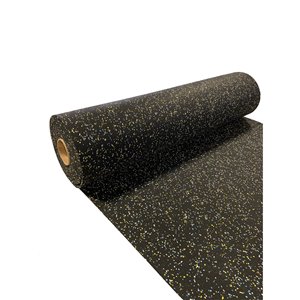 RubberBox Fitness - 300-in x 48-in - 100 sq ft - Black, flecked yellow/blue/white