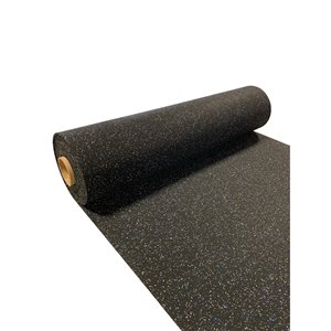 RubberBox Fitness 300 x 48-in 100-sq. ft. Black Flecked Blue Grey Floor covering