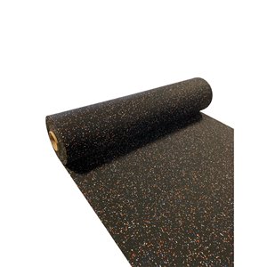 RubberBox Fitness - 300-in x 48-in - 100 sq ft - Black, flecked Orange/Blue/White