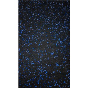 Revêtement de sol Rubber Max, 600 po x 48 po, 200 pi², noir tacheté bleu