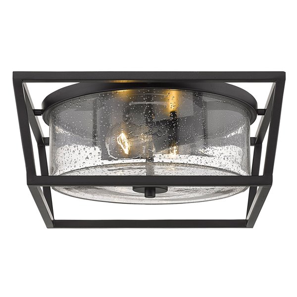 Golden Lighting Mercer Flush Mount Light - 14.5-in - Matte Black