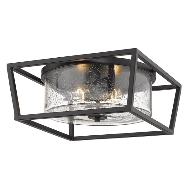 Golden Lighting Mercer Flush Mount Light - 14.5-in - Matte Black