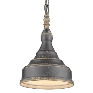 Golden Lighting Keating 1-Light Pendant Light - Antique Black Iron