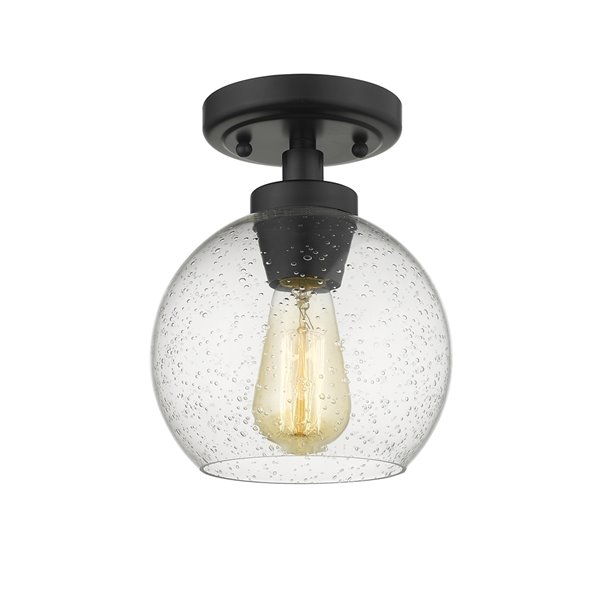 Golden Lighting Galveston Glass Flush Mount Light - 7.25-in - Black