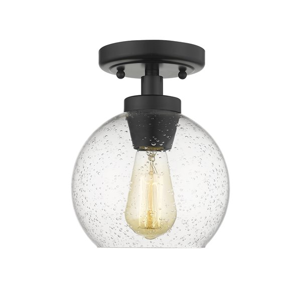 Golden Lighting Galveston Glass Flush Mount Light - 7.25-in - Black