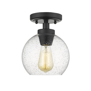 Golden Lighting Galveston Glass Flush Mount Light - 7.25-in - Black