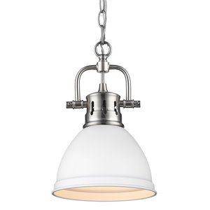 Golden Lighting Duncan Mini Pendant Light with Chain - Pewter