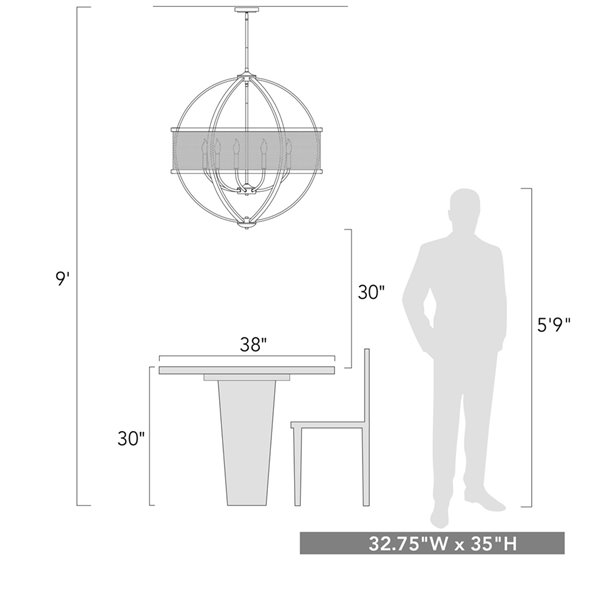 Golden Lighting Colson 9-Light Chandelier with Shade - 32-in