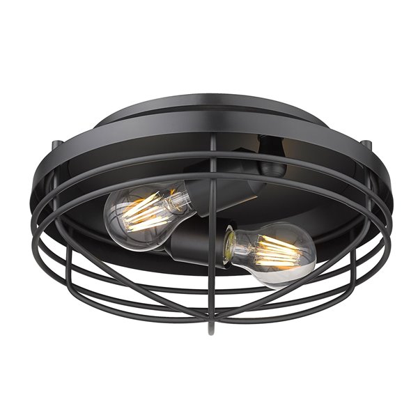 Golden Lighting Seaport Flush Mount light - 12-in - Black