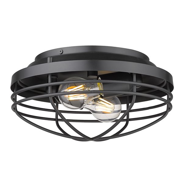 Golden Lighting Seaport Flush Mount light - 12-in - Black